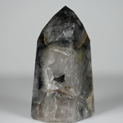 Spooky Mosaic Black Chalcedony Quartz Tower
