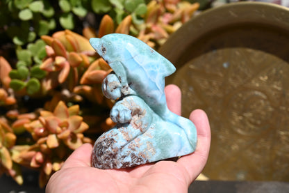 Calming Larimar Dolphin Carving