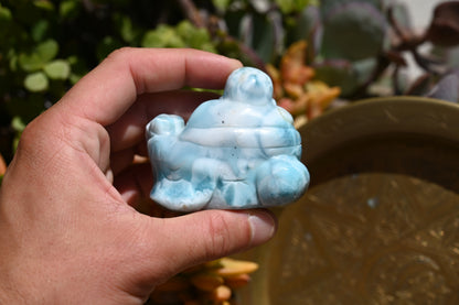 Meditative Larimar Buddha Carving