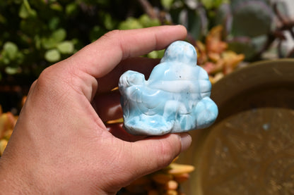 Meditative Larimar Buddha Carving